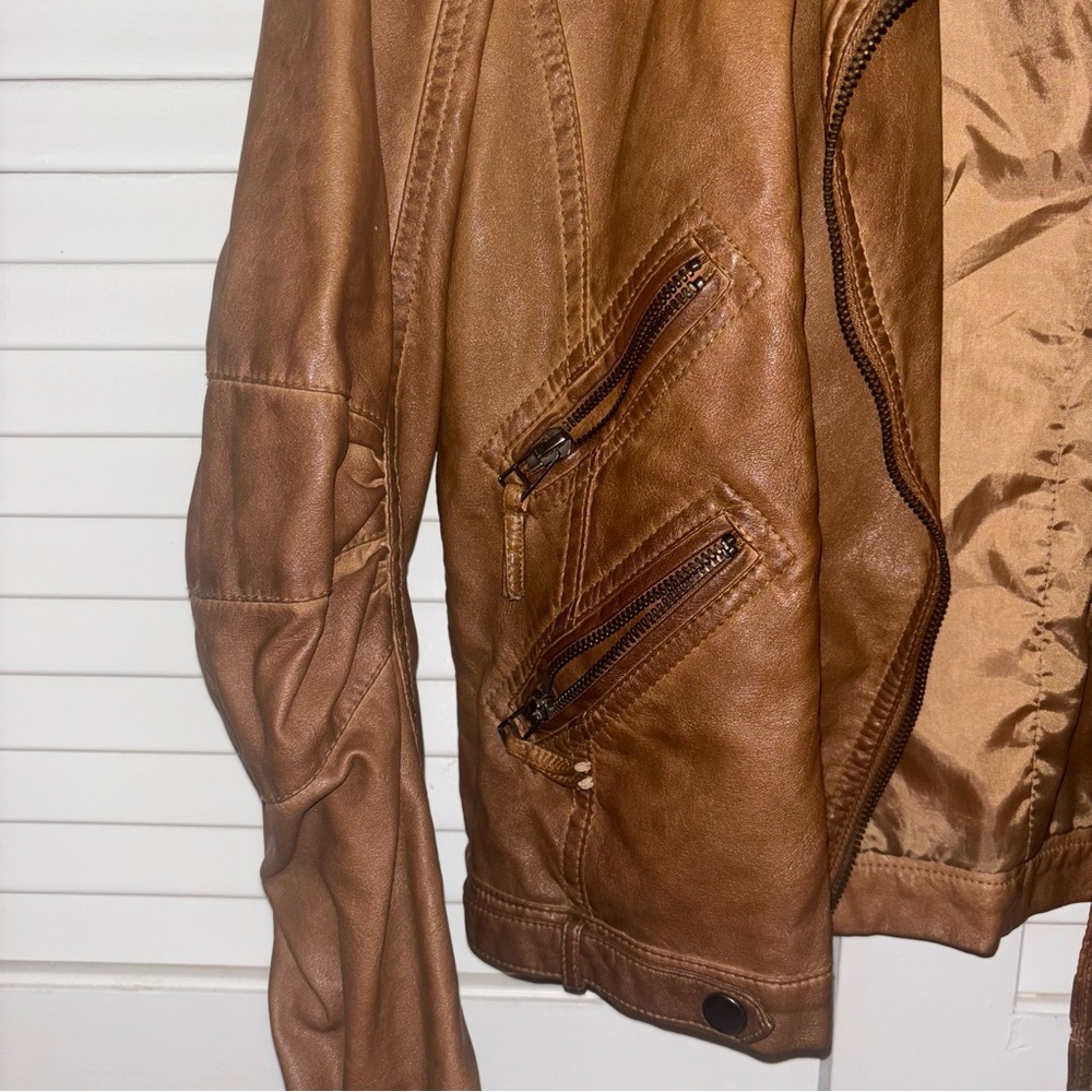 Brown Faux Leather Jacket - Picture 5 of 6